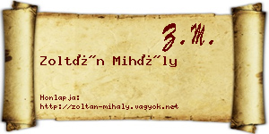 Zoltán Mihály névjegykártya