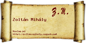 Zoltán Mihály névjegykártya